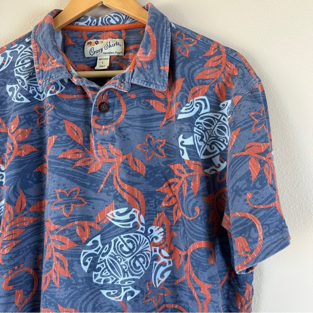 Crazy Shirts Hawaiian Polo Men’s Large Turtles Vines Golf